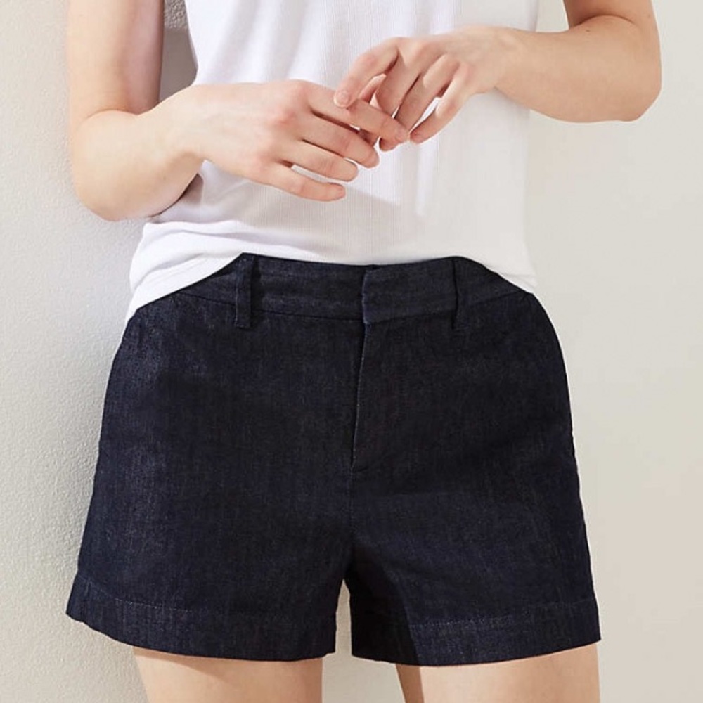 Ann Taylor Loft dark wash denim roll shorts